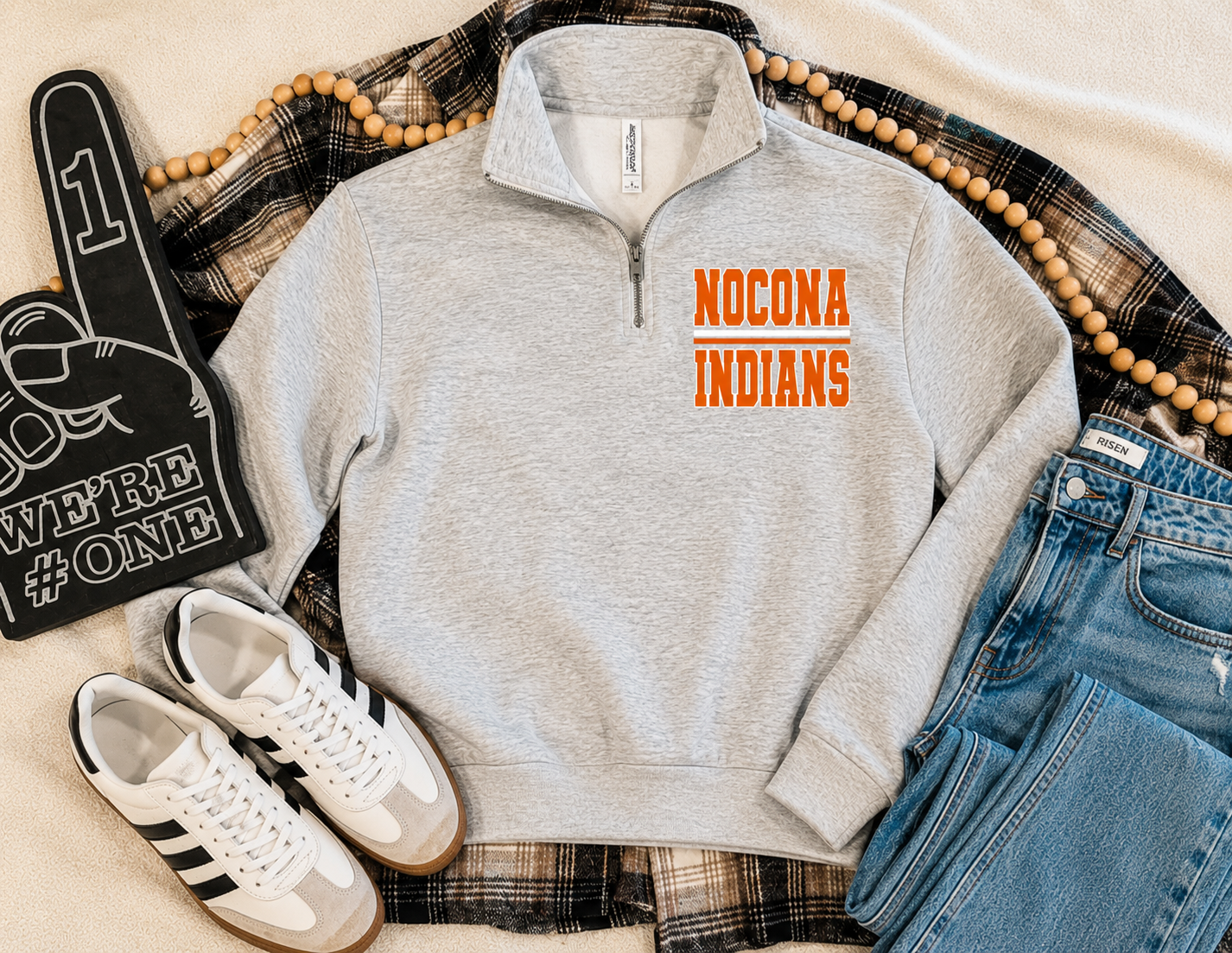 PREORDER | Nocona Indians Stacked Pocket Quarter Zip Sweatshirt