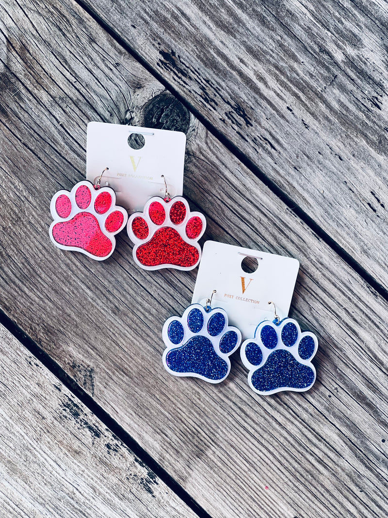 Acrylic Glitter Paw Earrings