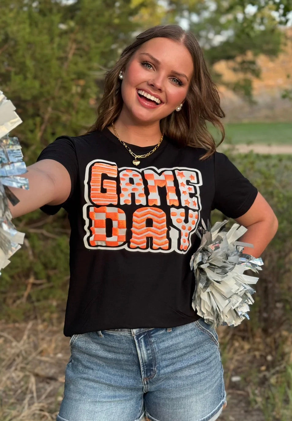 PREORDER | Funky Game Day w/ Orange Glitter Puff Tee