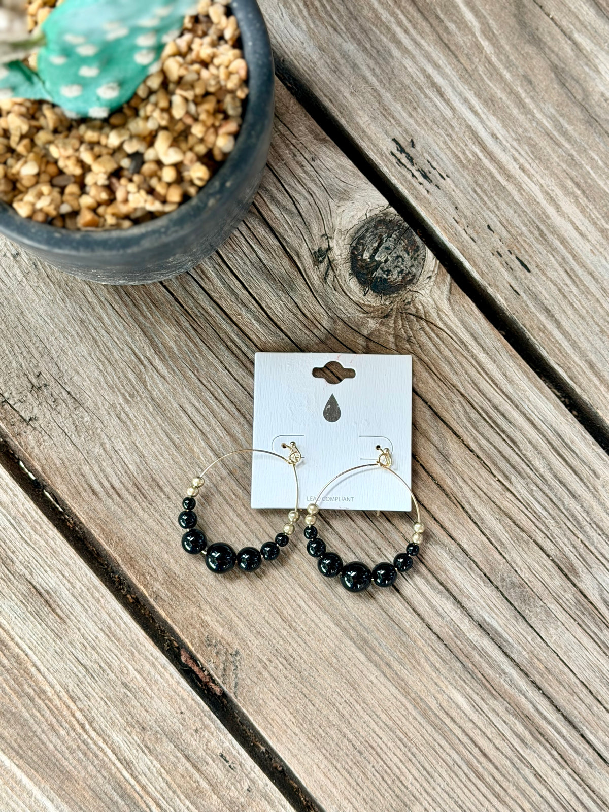 Haley Black & Gold Bead Dangles