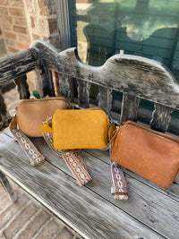 Mila 3 Compartment Crossbody Bag With Guitar Strap