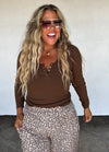 Brown Brooklyn Snap Henley Top