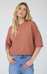 Sienna Exposed Seam Drop Shoulder Short Sleeve Pullover