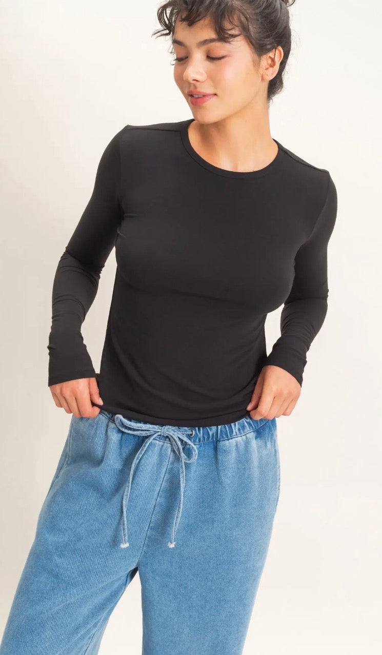 Black Crew Long Sleeve Tee