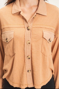 Toast Textured Button Up Top