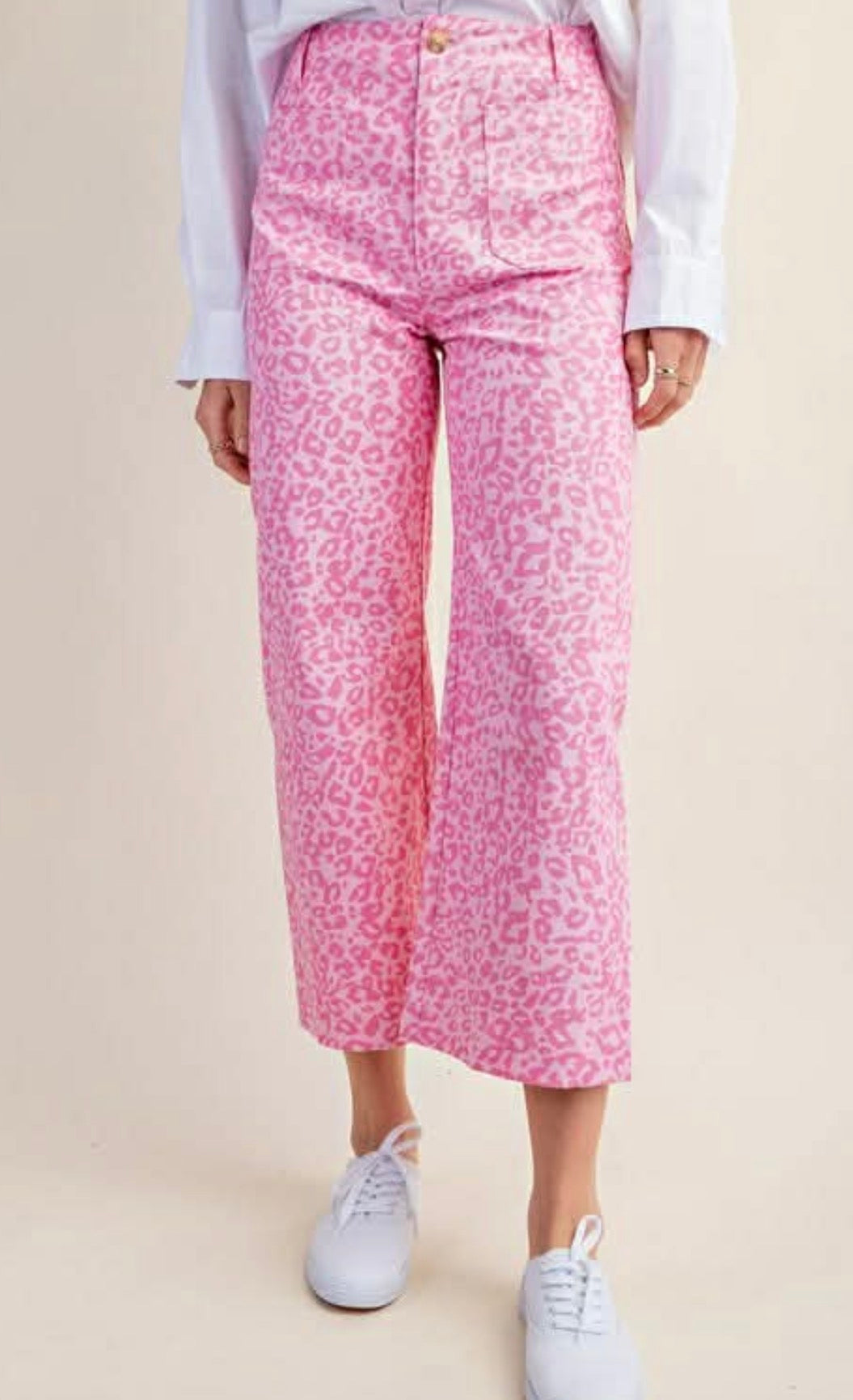 Pink Leopard Front Pocket Pants