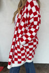 Christmas Red Checkered Cloud Cardigan