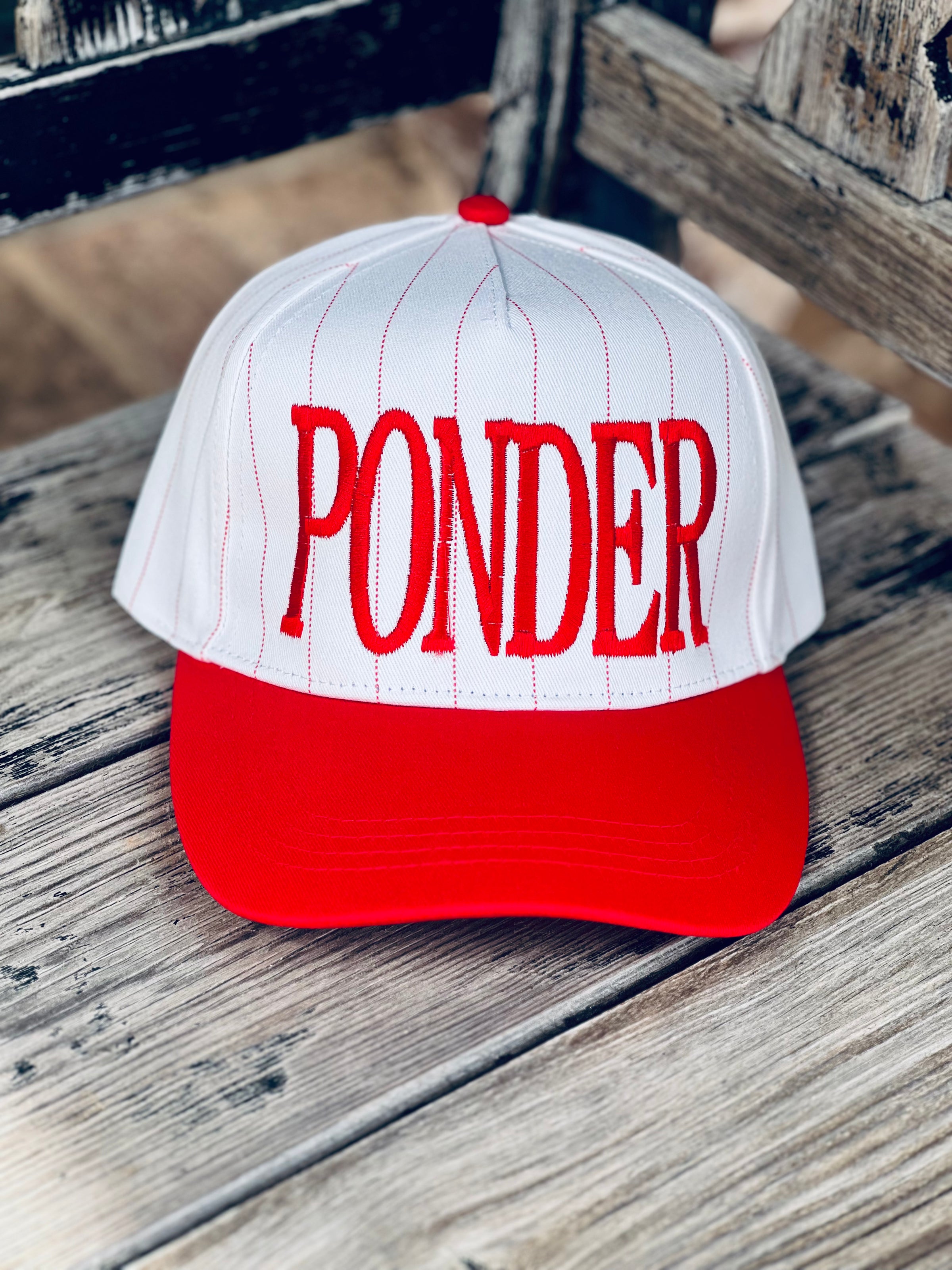 Ponder Pinstriped Embroidered Hat