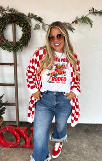 Christmas Red Checkered Cloud Cardigan