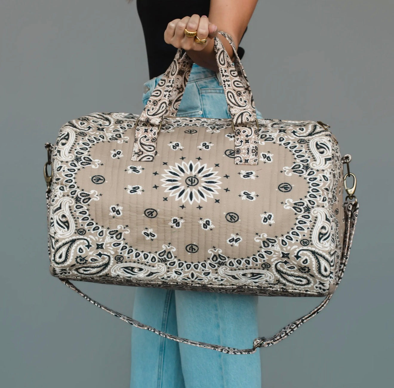 Tan Bandana Duffle Bag