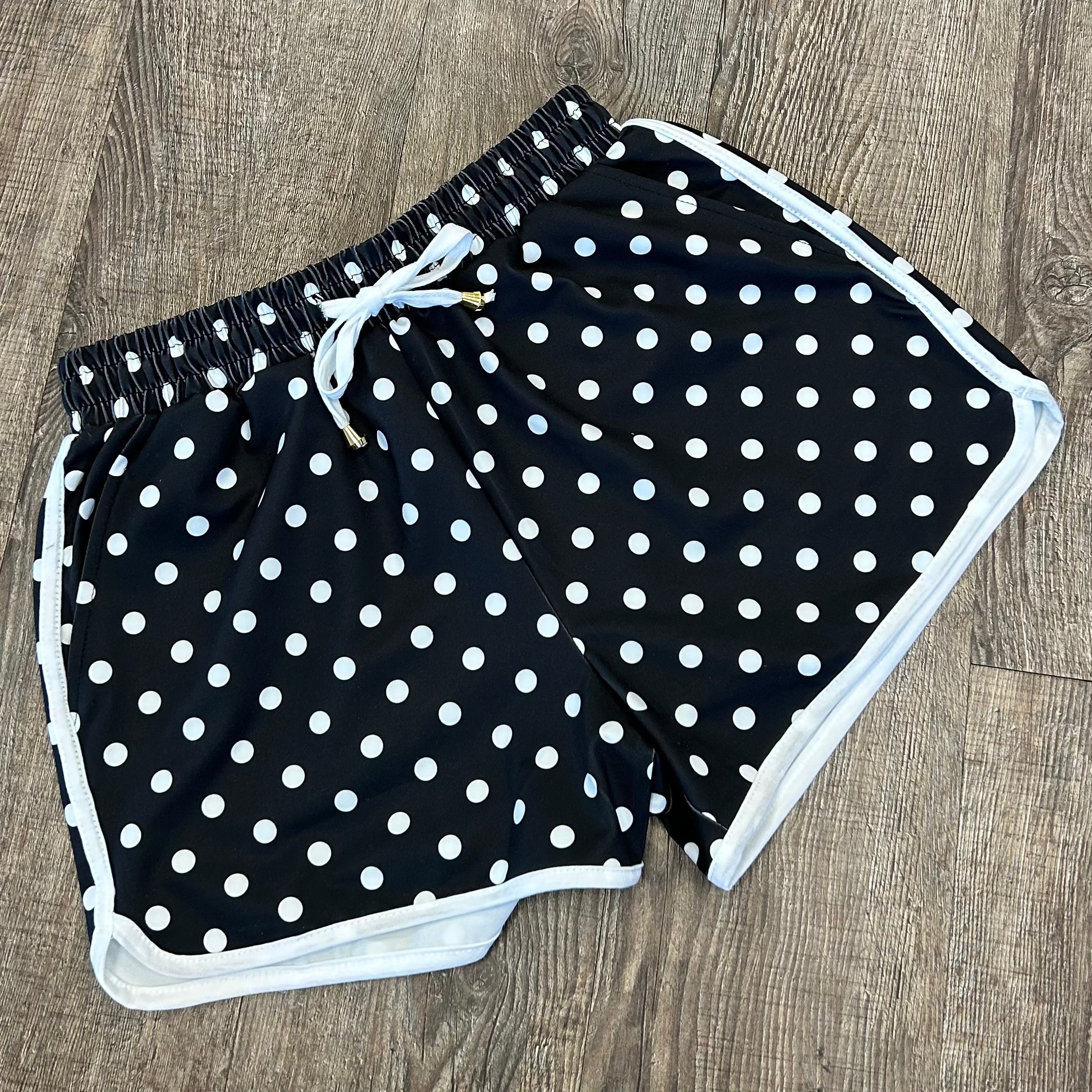 White/Black Drawstring Everyday Shorts