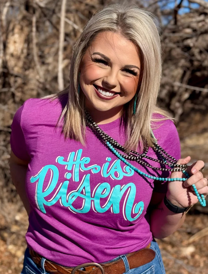 He is Risen Magenta Tee