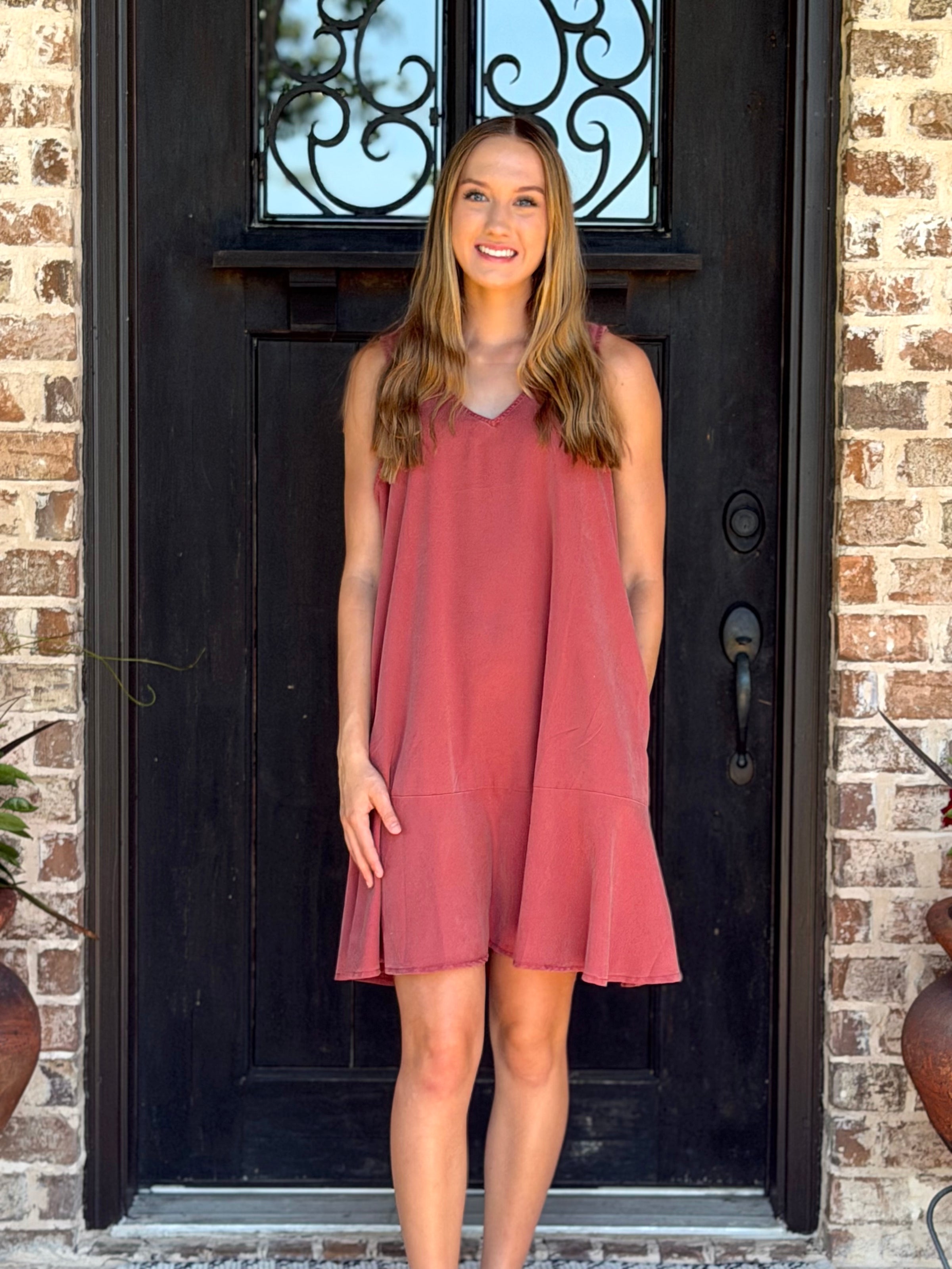 Ruffle Hem Tencel Dress
