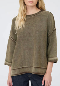 Mocha Washed Inverted Seam Short Sleeve Sweatshirt