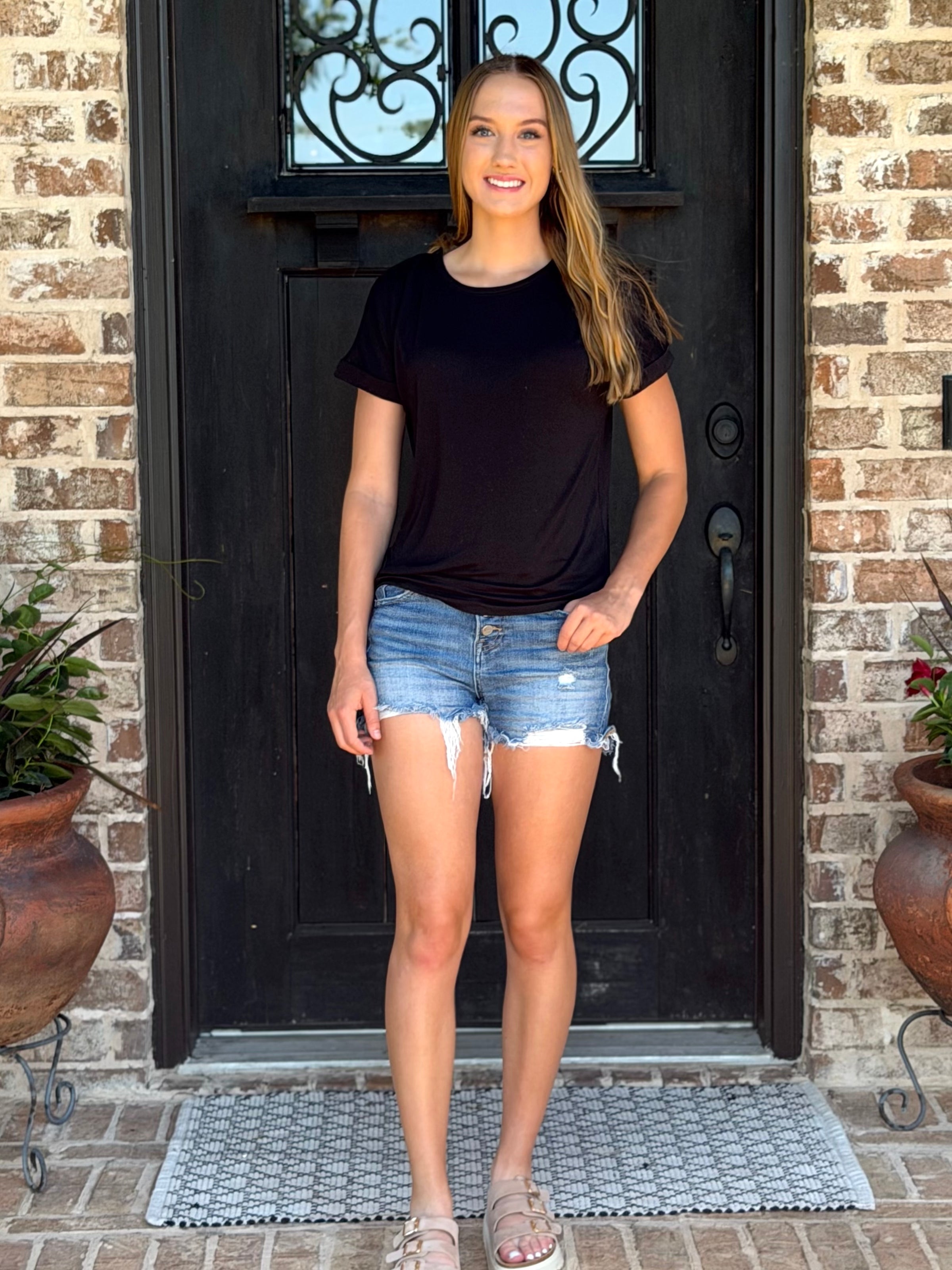 Black Lightweight Flowy Basic Tee