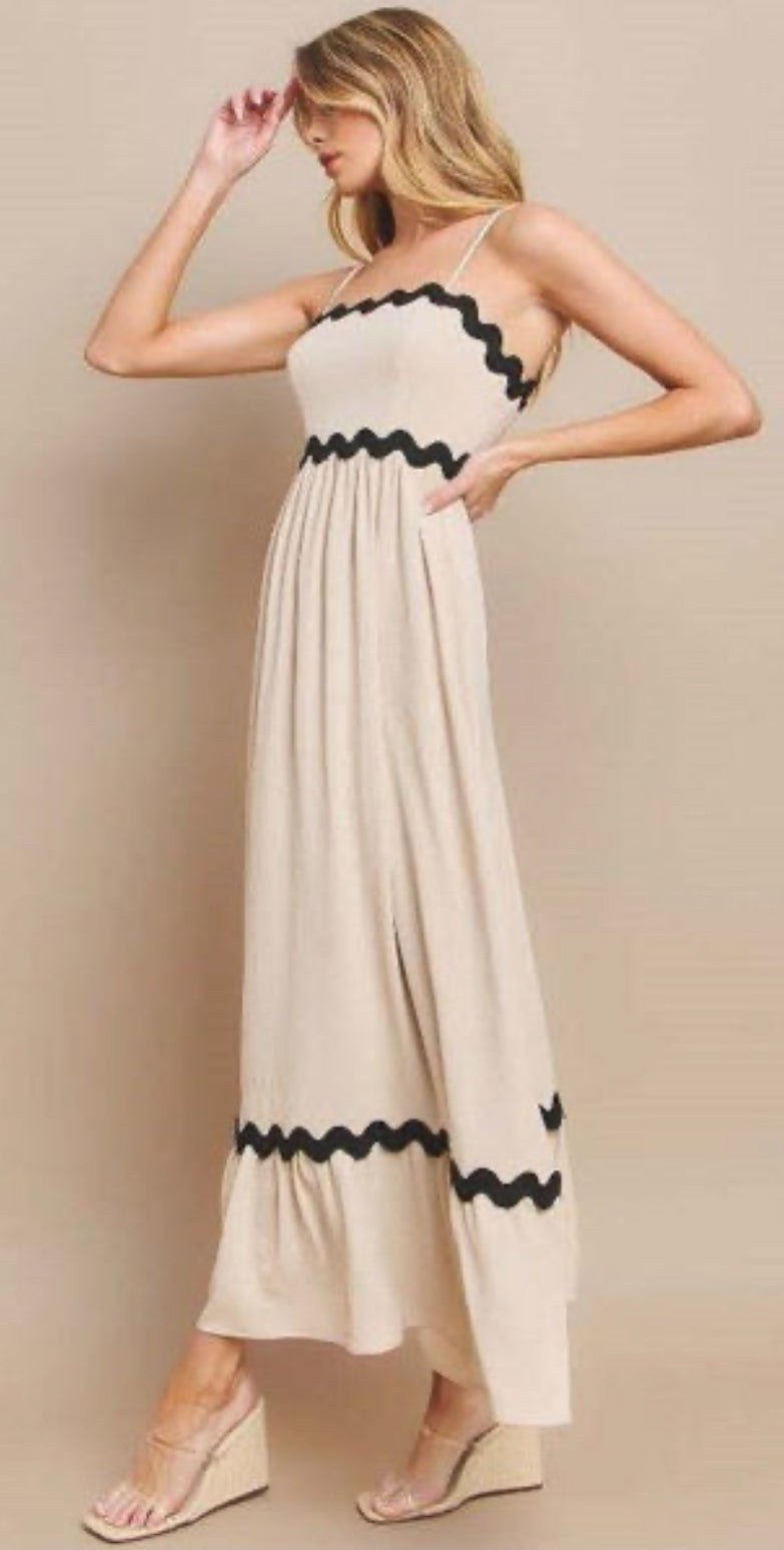 Ambry Cream & Black Rick Rack Maxi Dress – Rivers’ Rustic Designs