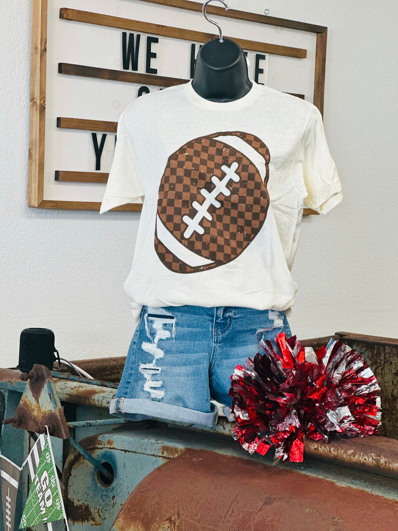 Neutral Checkered Football Tee