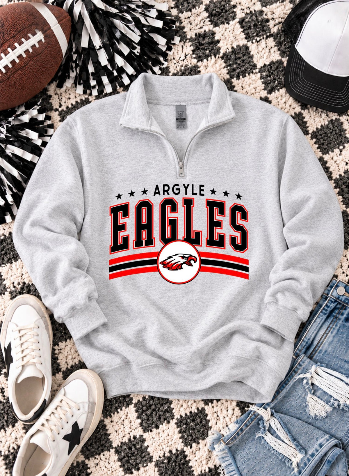 PREORDER | Argyle Eagles Vintage Arched Mascot Quarter Zip