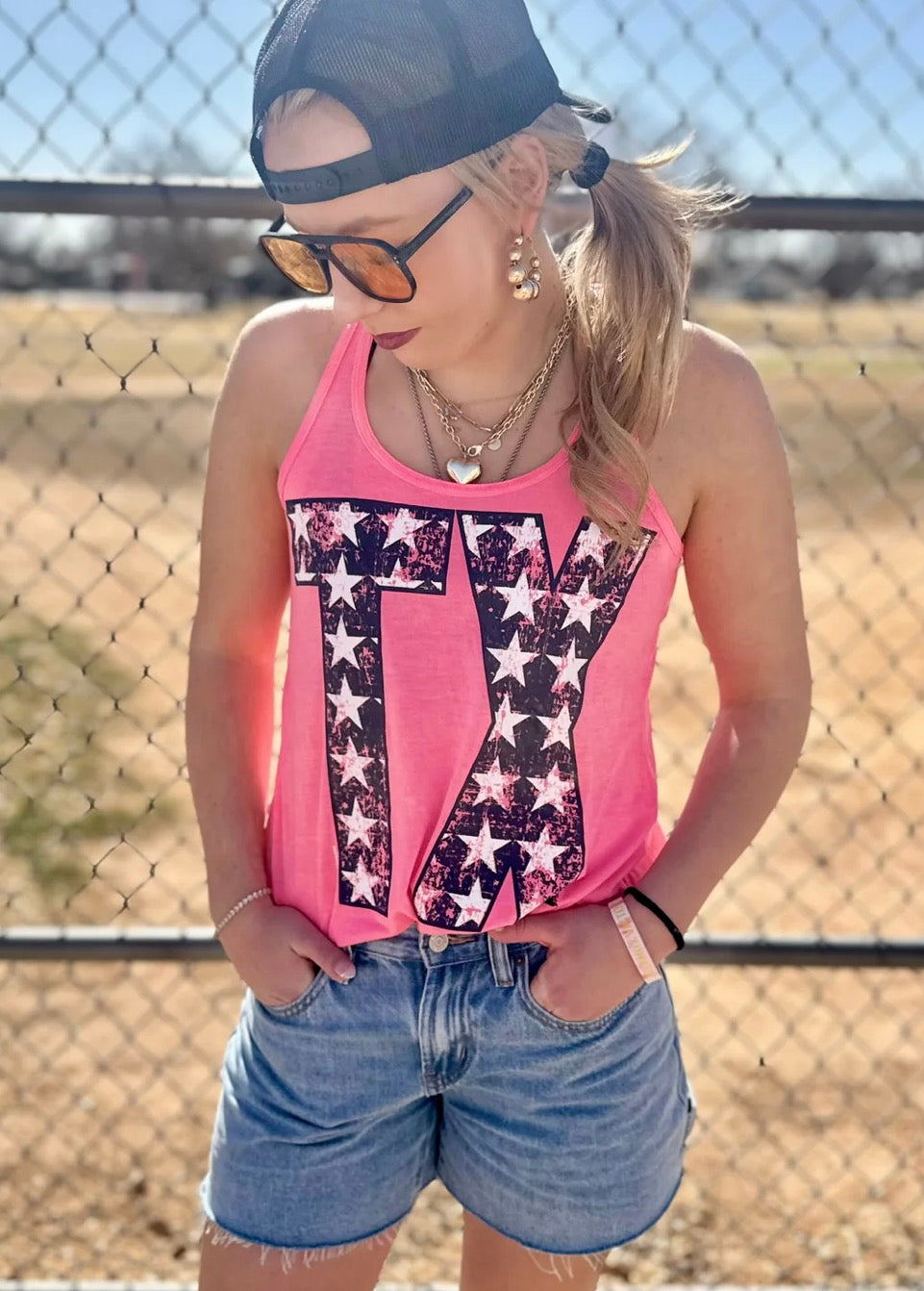 Stars and TX Neon Tank