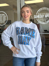 Blue Checkered Game Day With Metallic Puff Sweatshirt