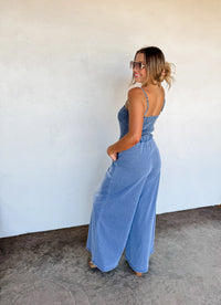 Denim Crush Smocked Romper