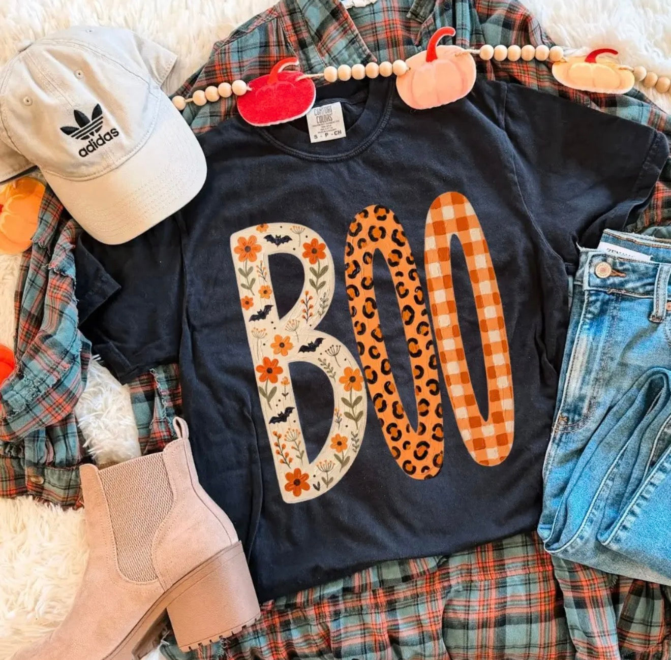 Boo Patterned Graphic Tee