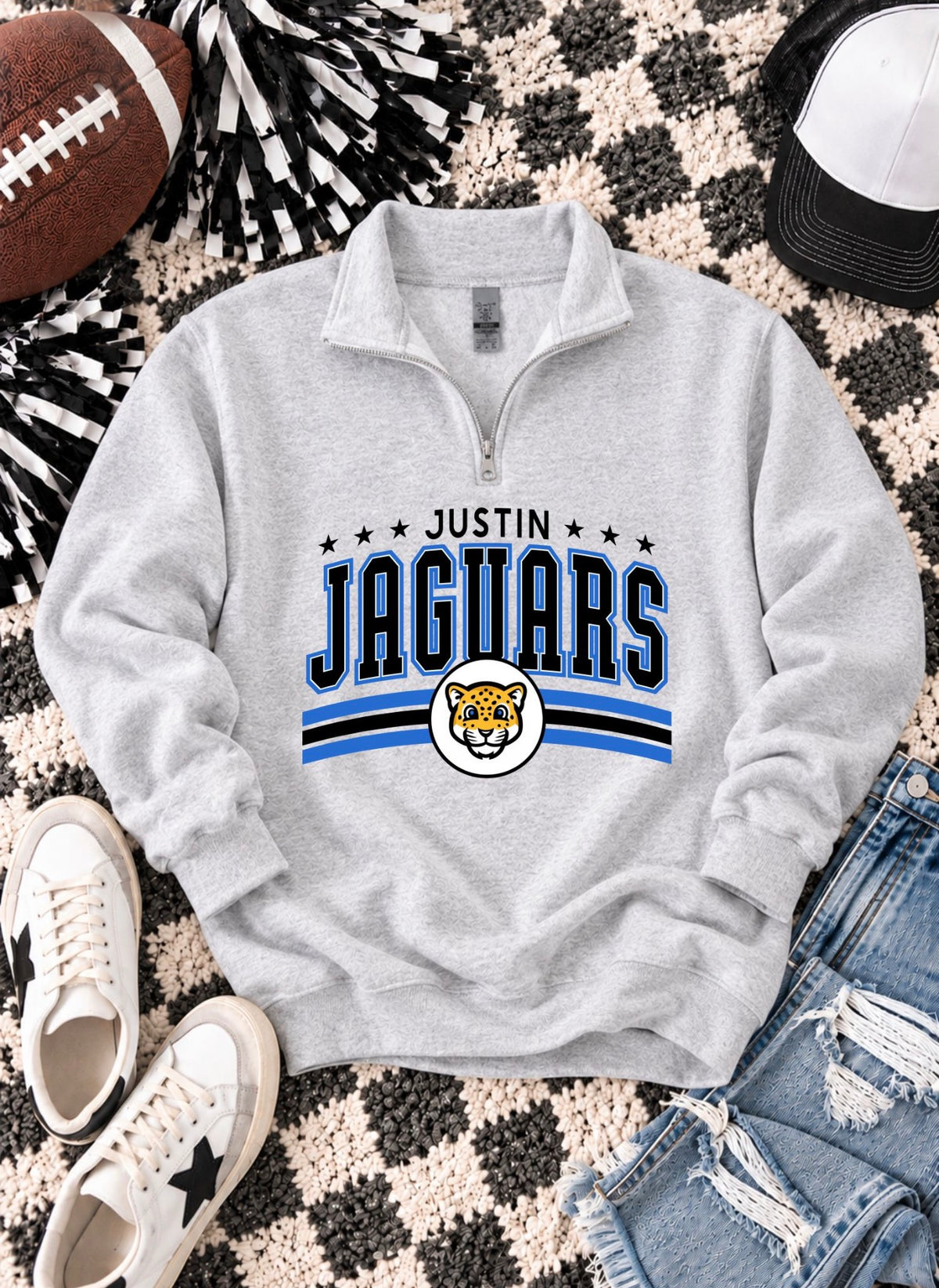 PREORDER | Justin Jaguars Vintage Arched Mascot Quarter Zip