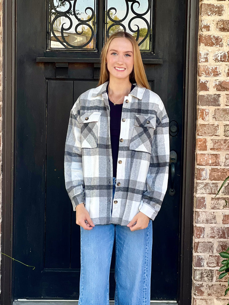 Fleece Lined Black Plaid Shacket