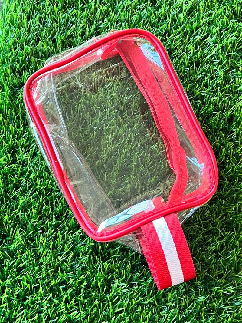Red & White Gameday Clear Wristlet Purse