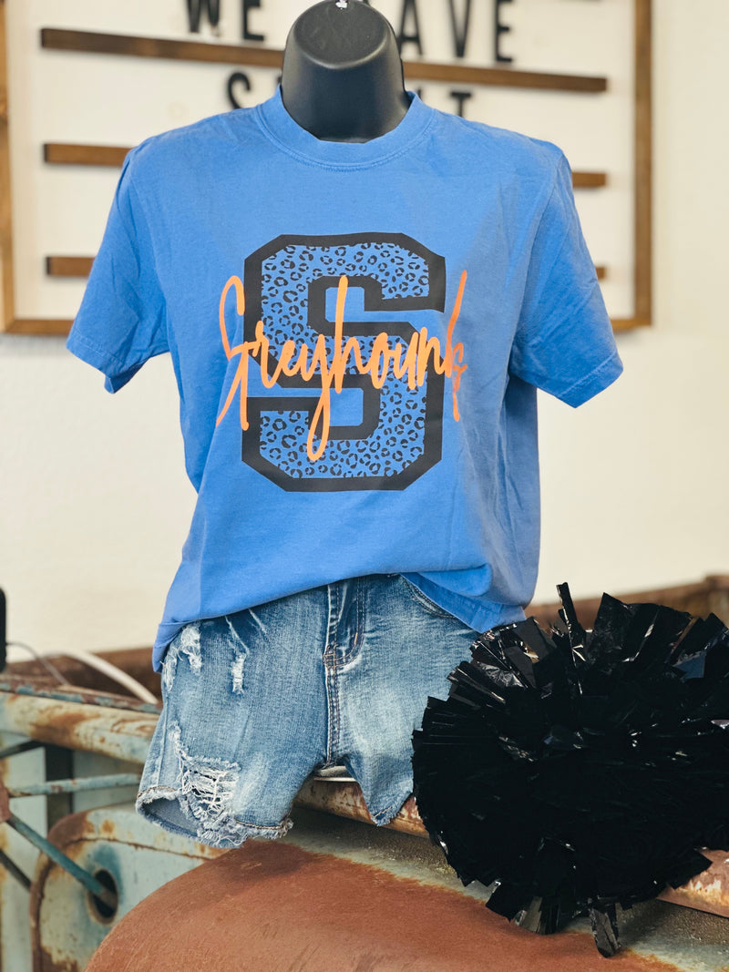 Greyhounds w/ Block Leopard Font Tee