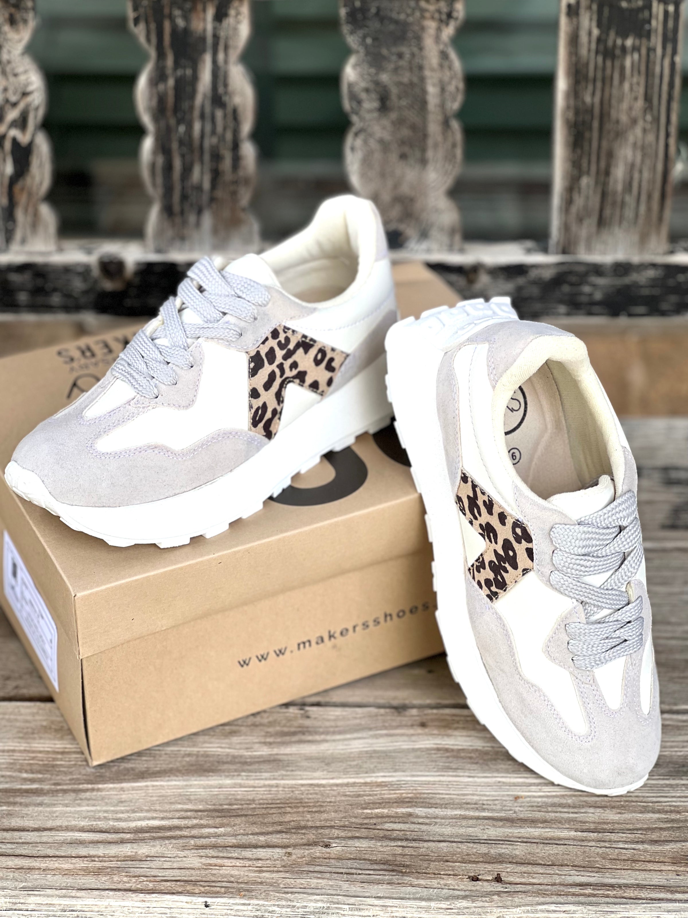 Makers Smith Grey Leopard Sneakers - Main Image