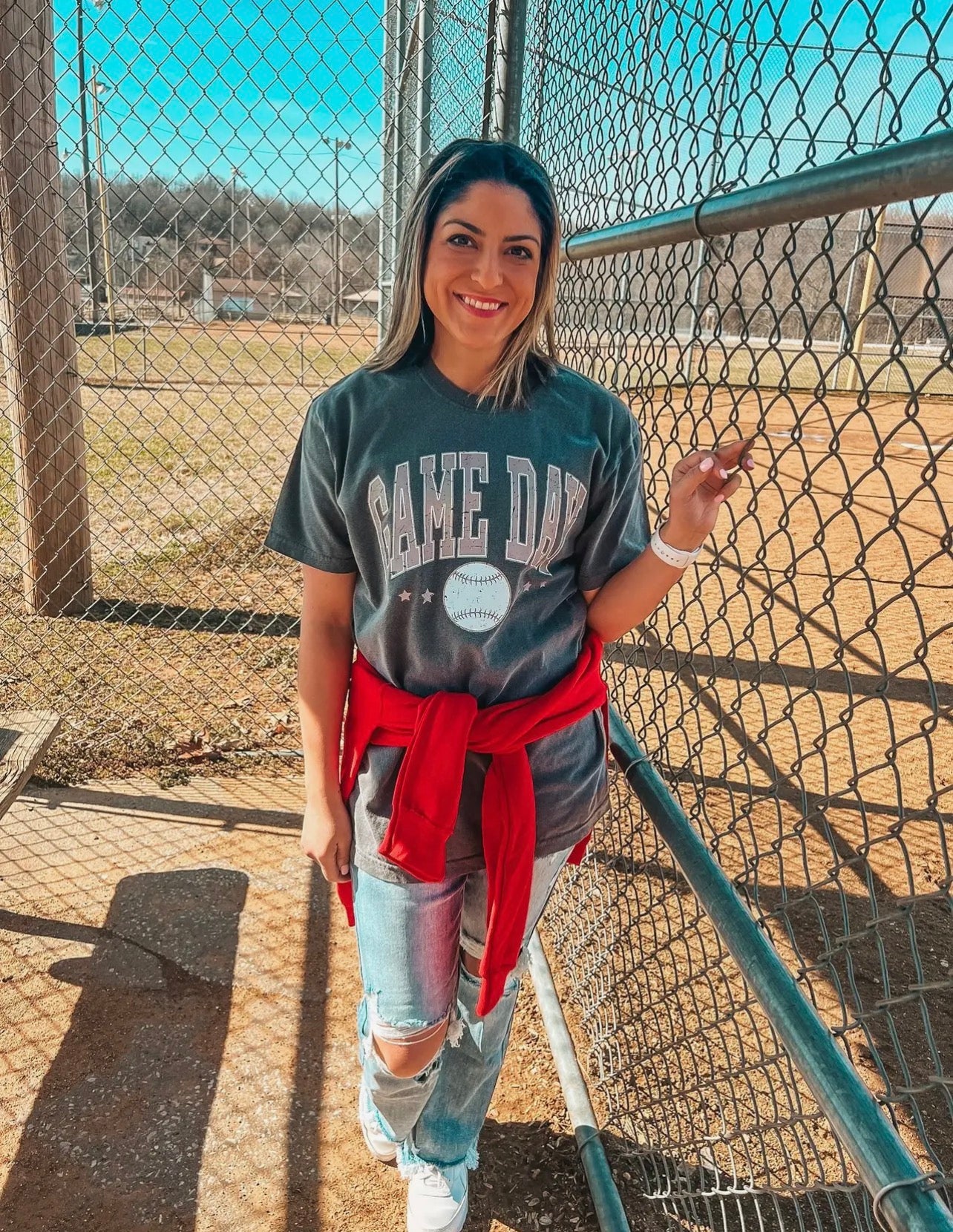 Baseball Game Day Tone on Tone Tee