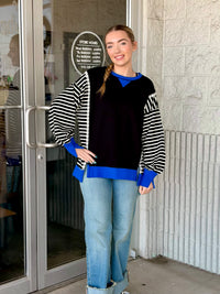 Amee Oversized Striped Color Block Top