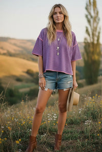 Pink & Royal Striped Oversized Knit Top