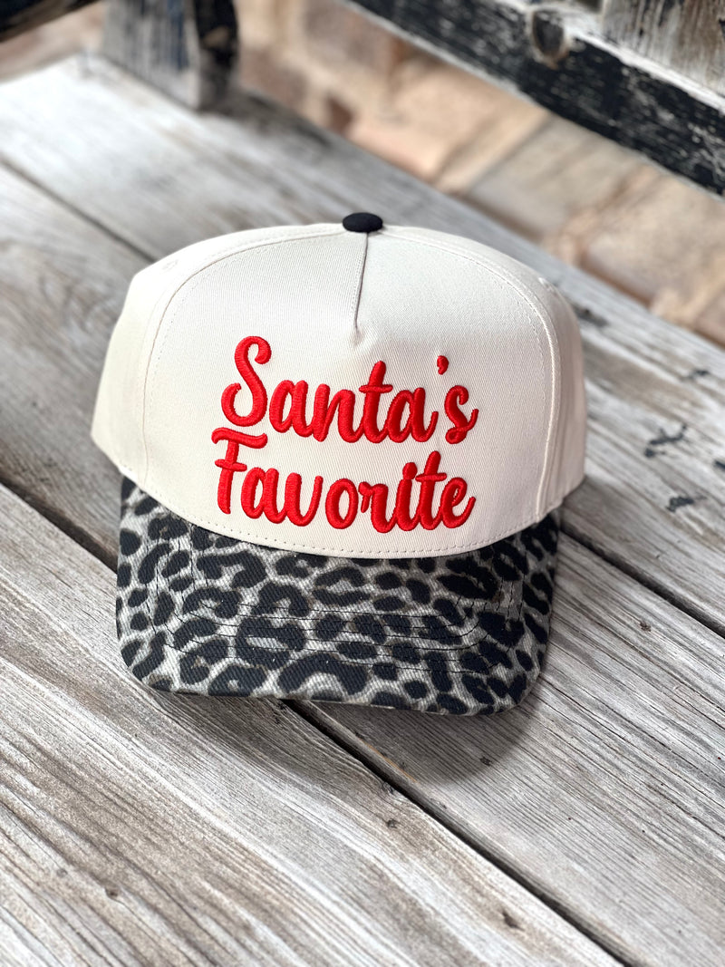 Santa’s Favorite Embroidered Leopard Hat