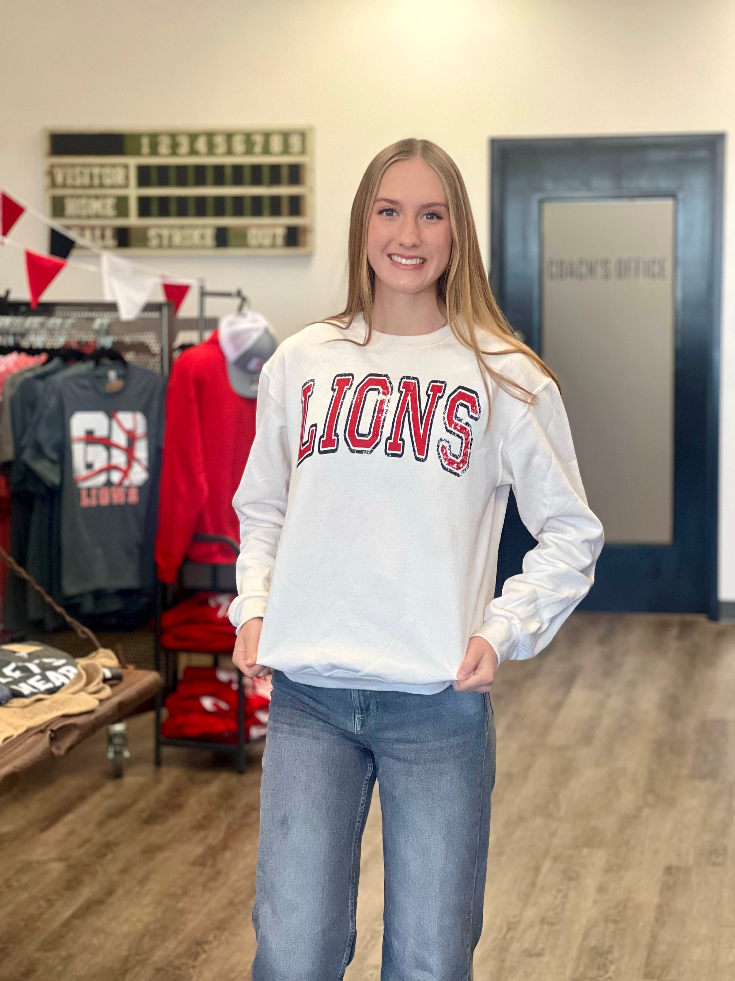 Lions Arched Mascot Cream Sweatshirt