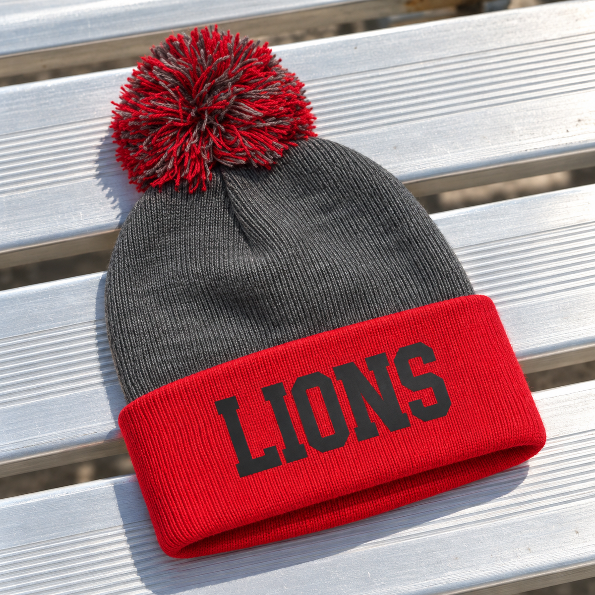 PREORDER | Lions Embroidered Cuffed Pom Beanie