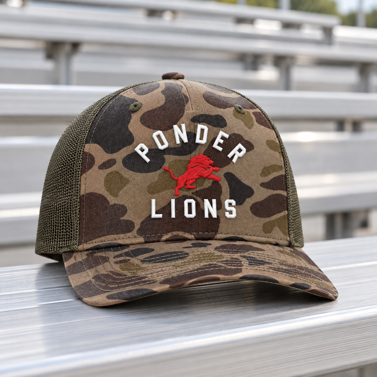 PREORDER | Richardson Embroidered Ponder Lions Brown Duck Camo Hat