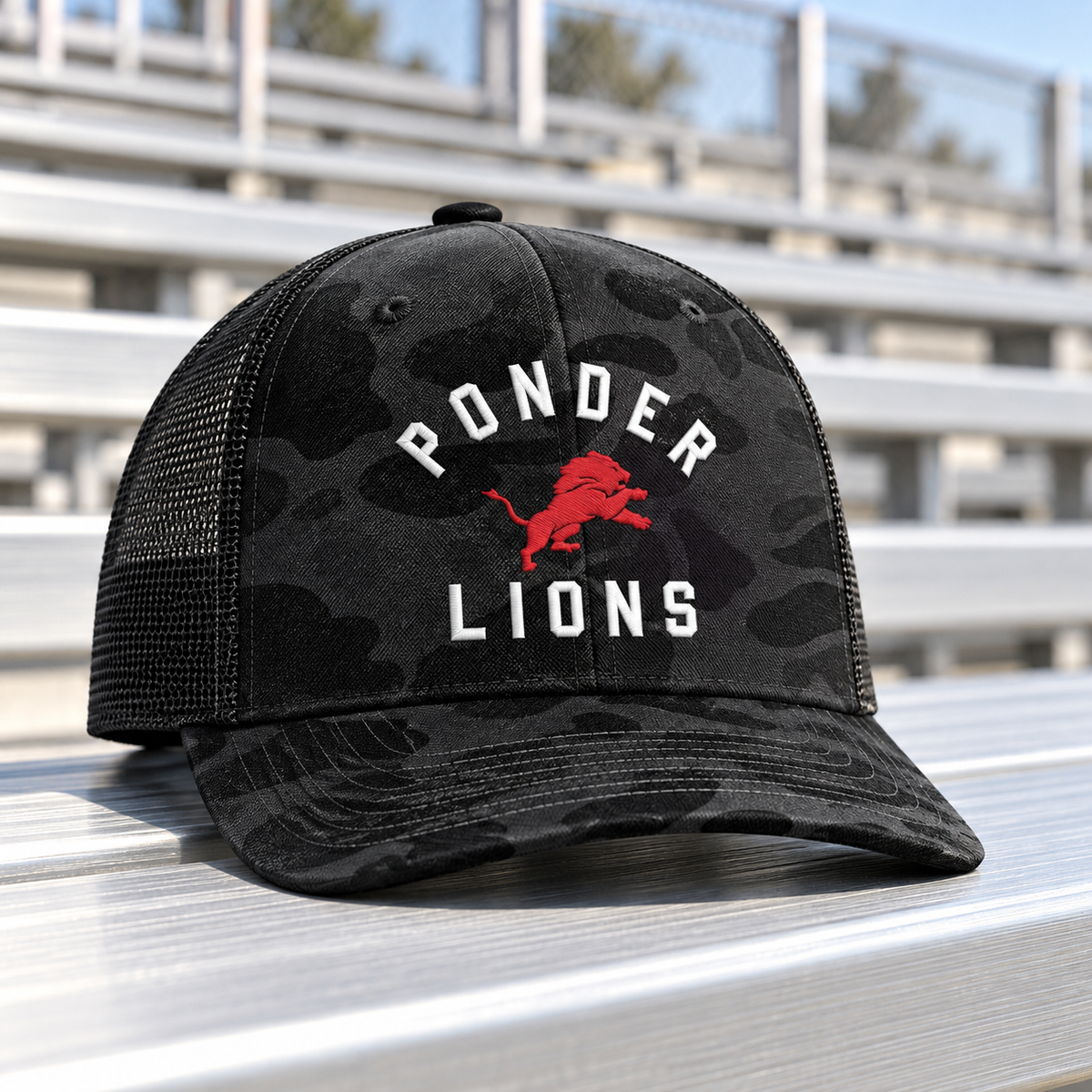 PREORDER | Richardson Embroidered Ponder Lions Black Camo Hat