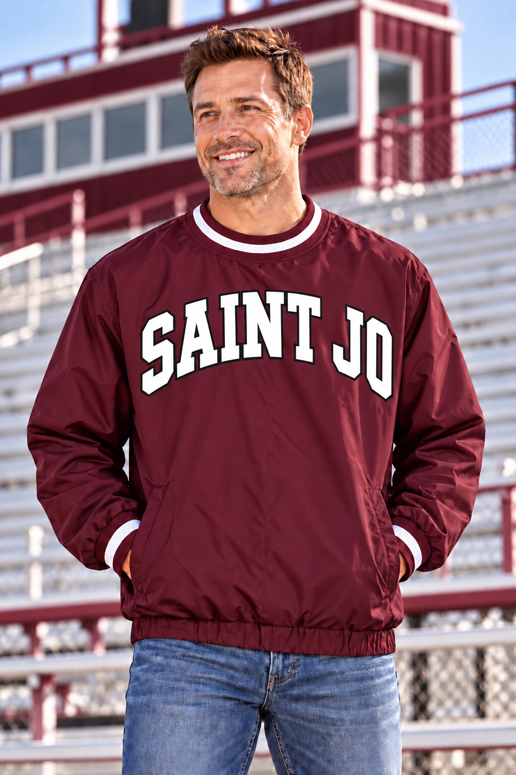 PREORDER | Saint Jo Maroon Lined Windbreaker Pullover
