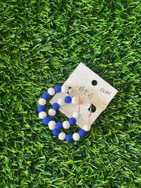 Royal & White Matte Clay Ball Hoops