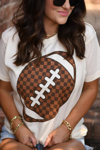 Neutral Checkered Football Tee