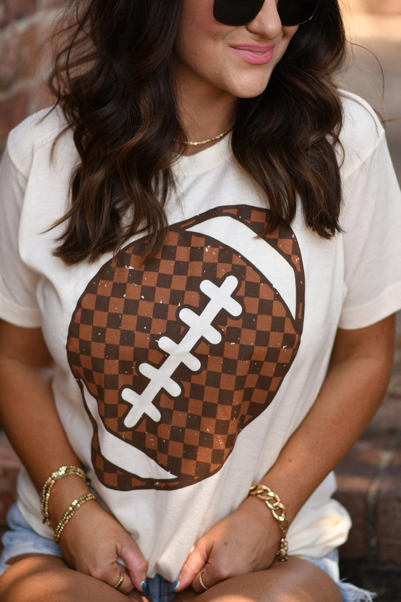 Neutral Checkered Football Tee