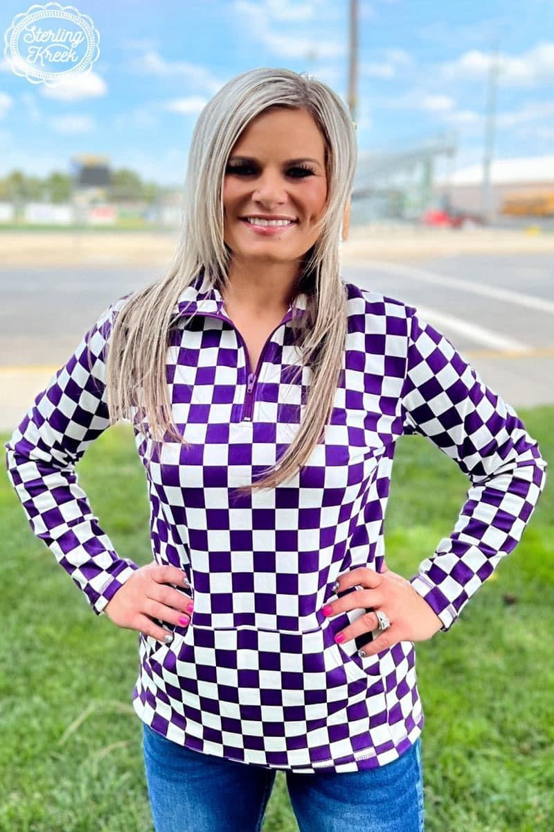 Purple & White Pep Rally Pullover