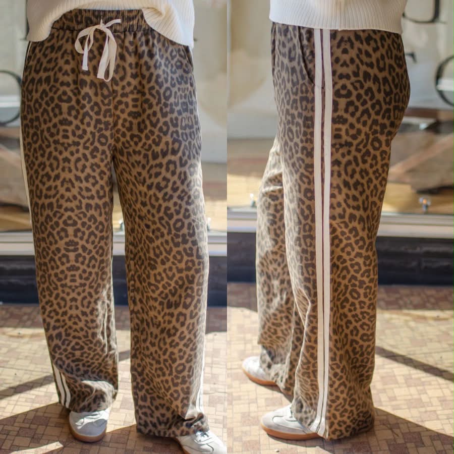 Mocha Leopard Side Stripe Pants