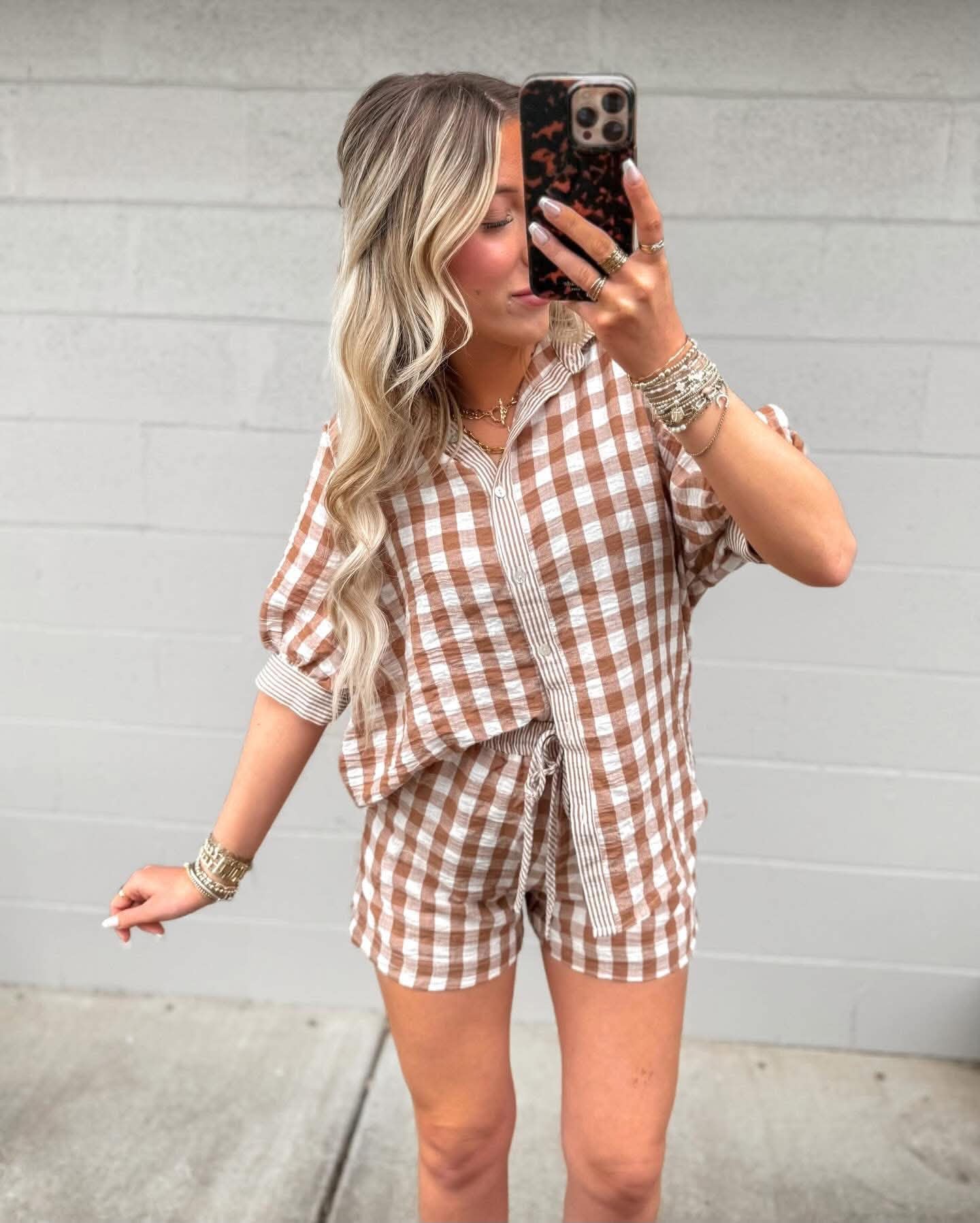 Mocha Lexi Gingham Everyday Set