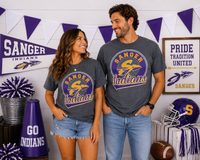 Sanger Indians Circle Throwback Tee