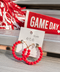 Red Matte Clay Ball Hoops