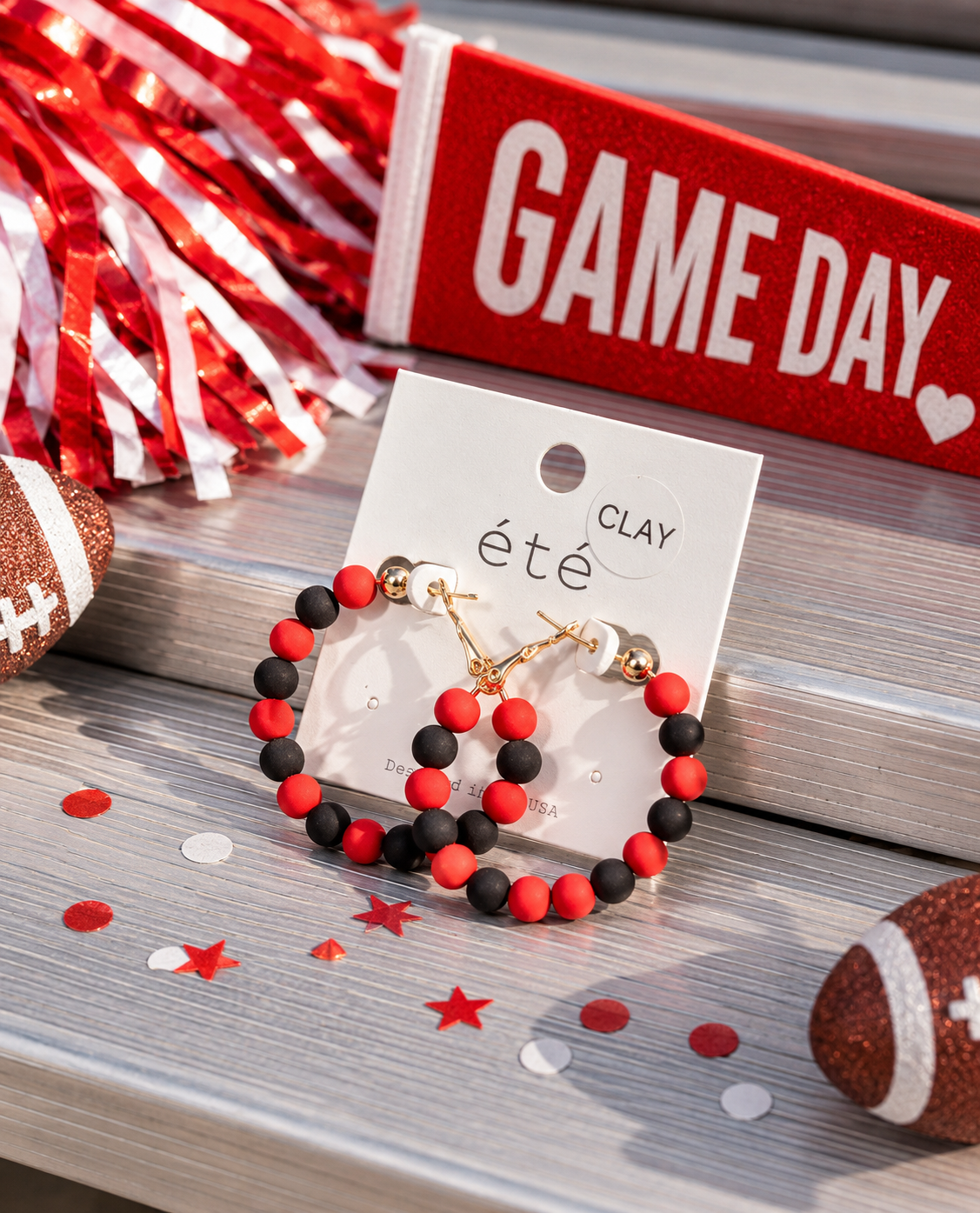 Red & Black Matte Clay Ball Hoops