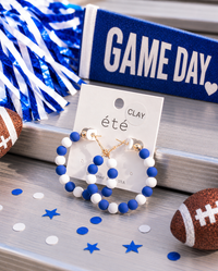Royal & White Matte Clay Ball Hoops
